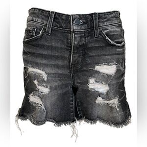 BUCKLE BLACK DARK WASH DENIM SHORTS